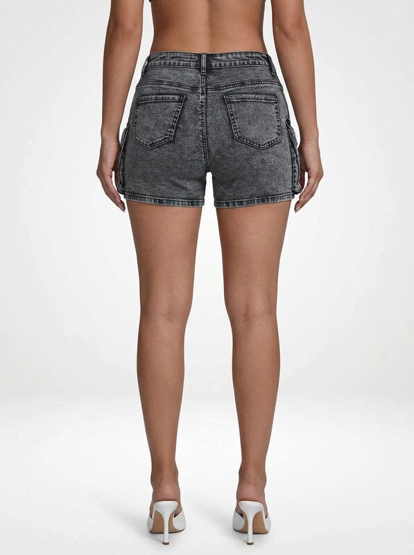 Slim Fit Denim Jeans Cargo Shorts for Women