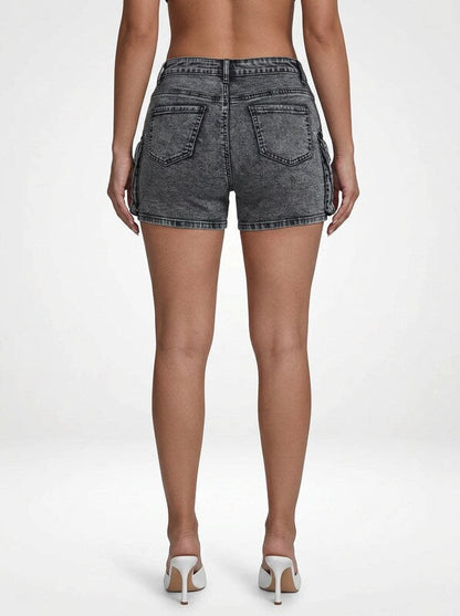 Slim Fit Denim Jeans Cargo Shorts for Women
