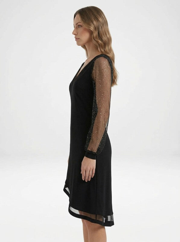 Midnight Spark Sheer Sleeve Mini Dress