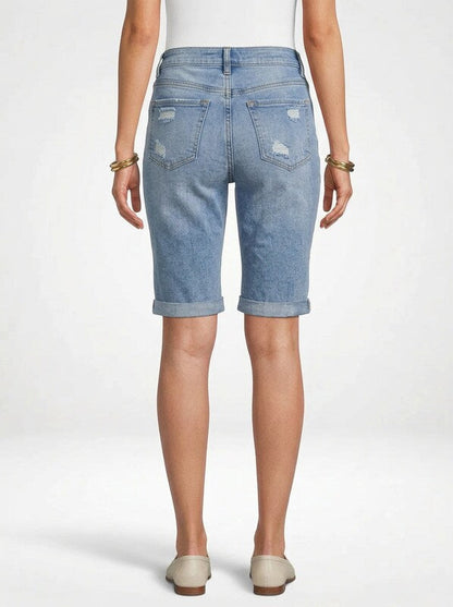 High Stretch Denim Jeans Shorts for Women Mid-Length Cut