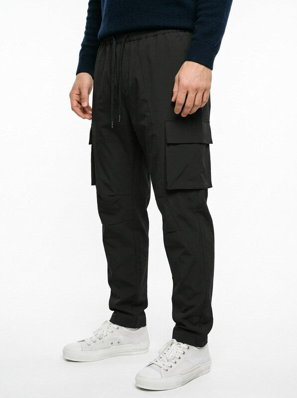 Men’s Cargo Pants with Camo Print and Drawstring Waist