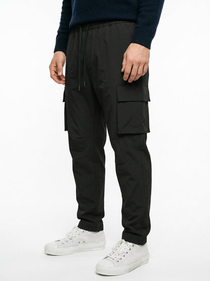 Men’s Cargo Pants with Camo Print and Drawstring Waist