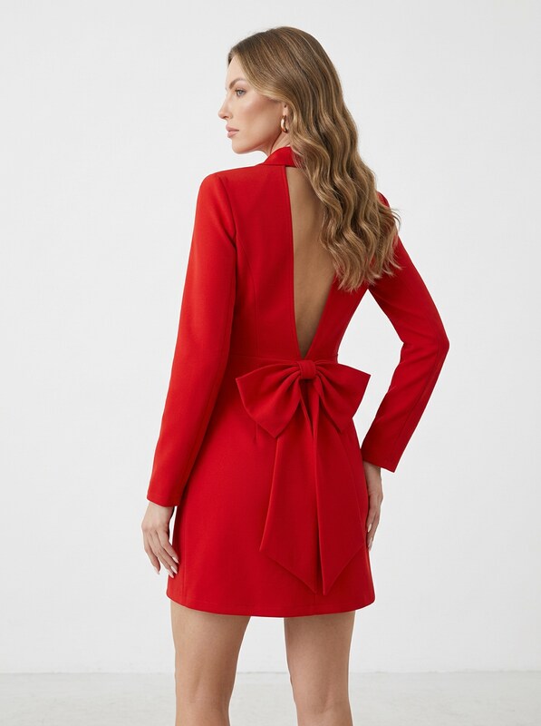 Double Breasted Bow Back Blazer Dress