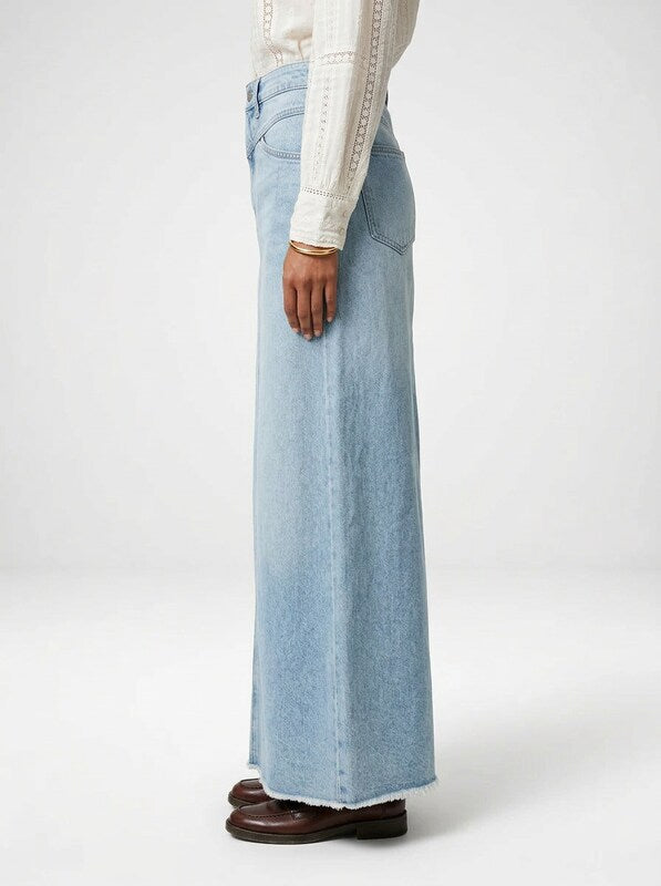 Women's High Waist Straight Fit Denim Maxi Skirt