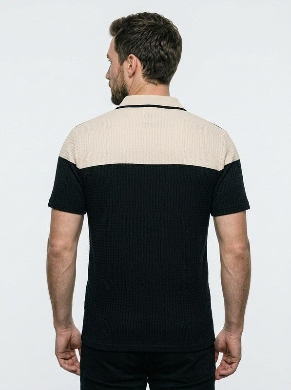 Men’s Colorblock Knit Sporty Polo Shirt
