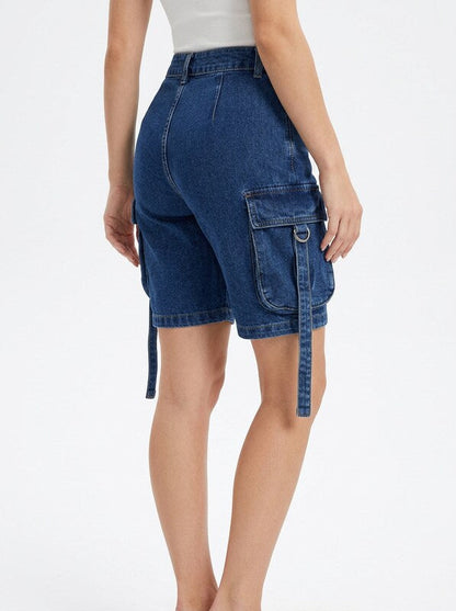 Women’s Loose Fit Denim Jeans Cargo Shorts Knee Length