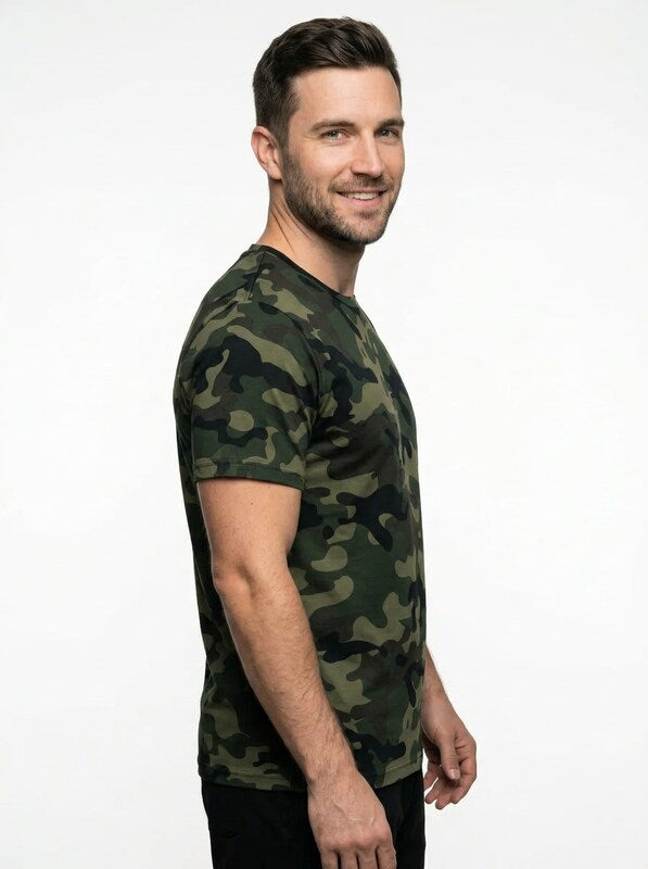 Men’s Camouflage Round Neck Short Sleeve T Shirt for Everyday Wear
