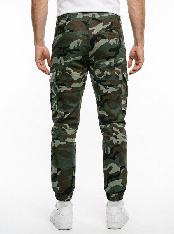 Men's Camouflage Cargo Jogger Pants with Drawstring Waist