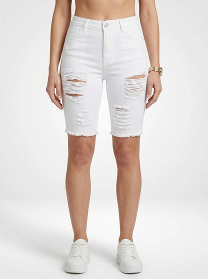 Women’s Fitted Denim Jeans Bermuda Shorts Distressed Design