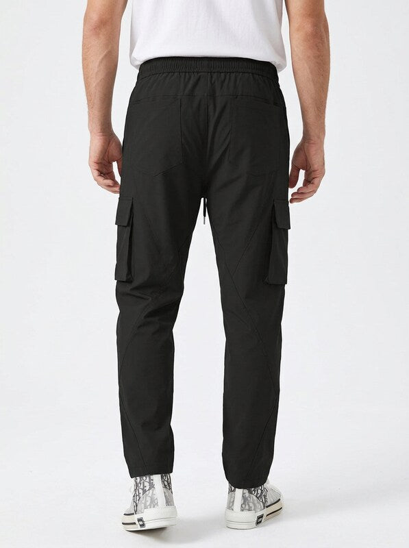 Men’s Cargo Pants with Camo Print and Drawstring Waist