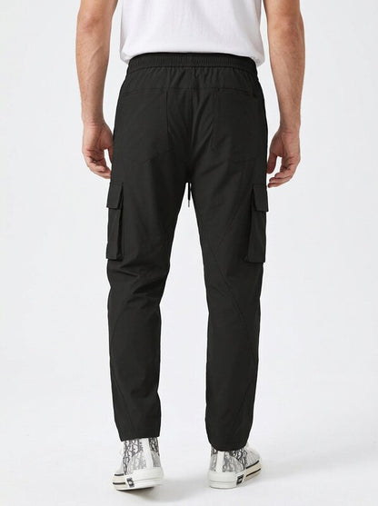 Men’s Cargo Pants with Camo Print and Drawstring Waist