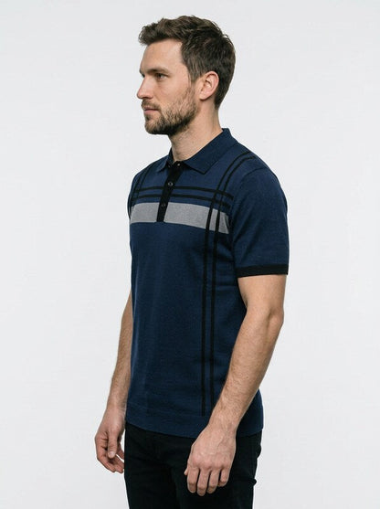 Men’s Casual Short-Sleeve Striped Polo Shirt