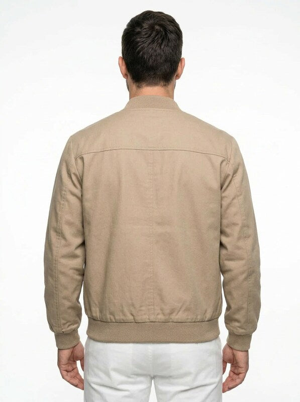 Men’s Zip Collar Patch Detail Bomber Jacket