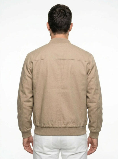 Men’s Zip Collar Patch Detail Bomber Jacket
