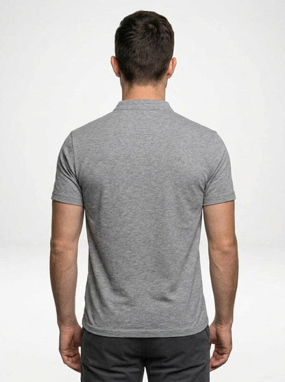 Men’s Casual Short-Sleeve Polo with Stand Collar