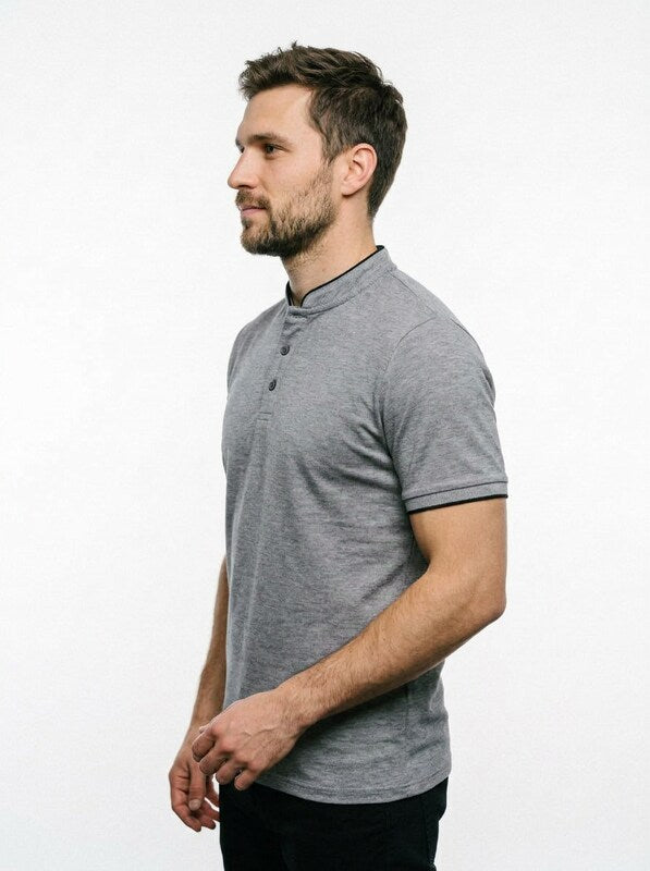 Men’s Short Sleeve Minimalist Button-Up Polo Shirt