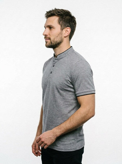 Men’s Short Sleeve Minimalist Button-Up Polo Shirt