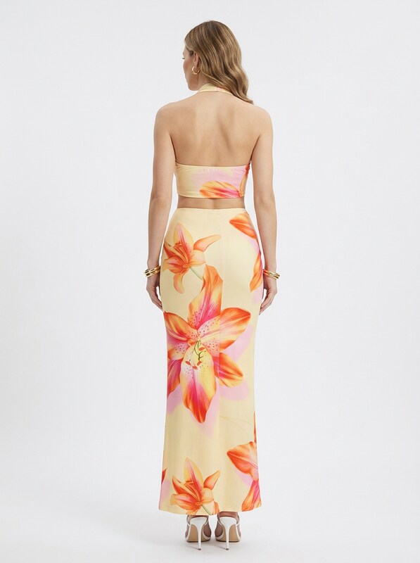 Tropical Halter Crop Top & Maxi Skirt 2 Piece Set