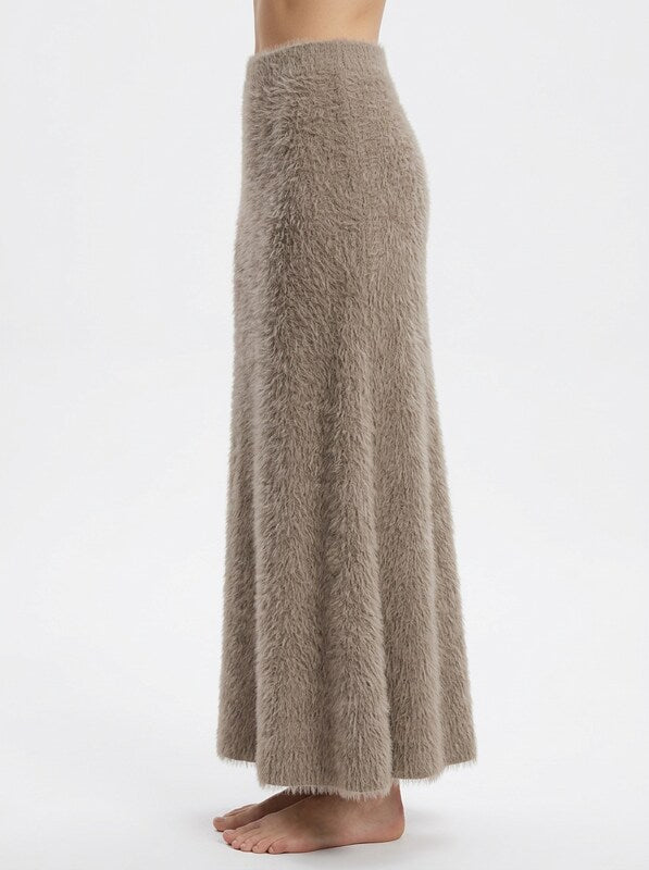 Faux Fur Long Midi Skirt