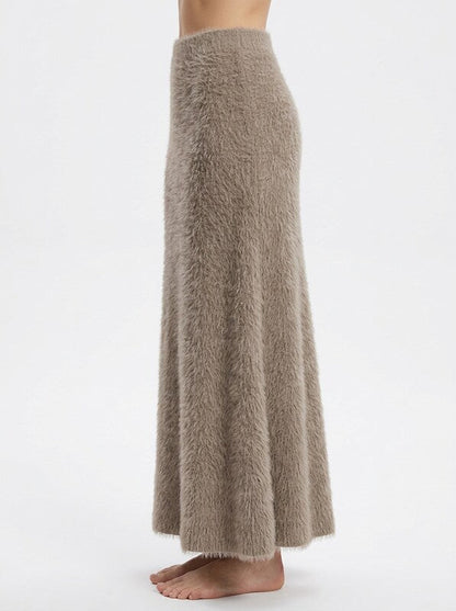 Faux Fur Long Midi Skirt