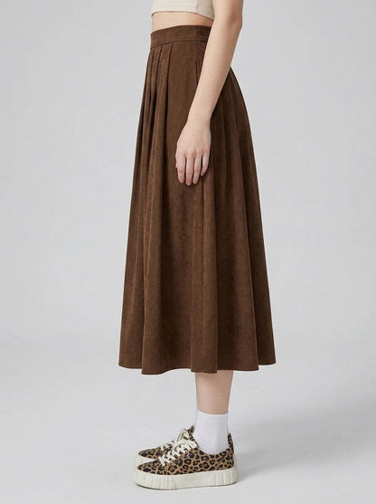 Pleated Midi Skirt Flowing A Line Silhouette