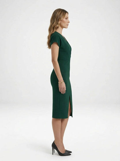 Women’s Midi Cocktail Dress with V-Neck