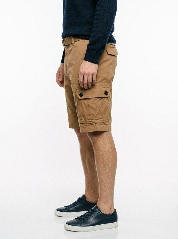 Men’s Belted Cotton Cargo Shorts