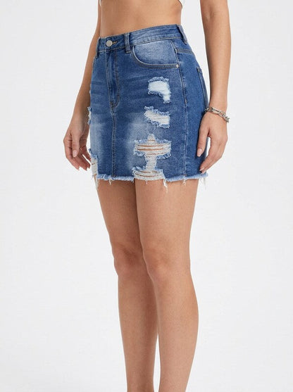 Plus Size Denim Mini Skirt