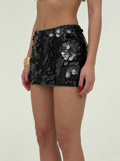 Sequin Stretch Bodycon Mini Skirt