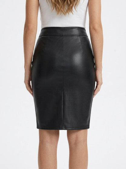 Women's Elegant Faux Leather High Waist Pencil Skirt