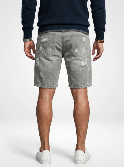 Men’s Distressed Denim Jeans Shorts Straight Cut