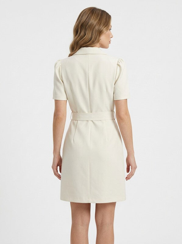 Double Breasted Belted Puff Sleeve Blazer Dress