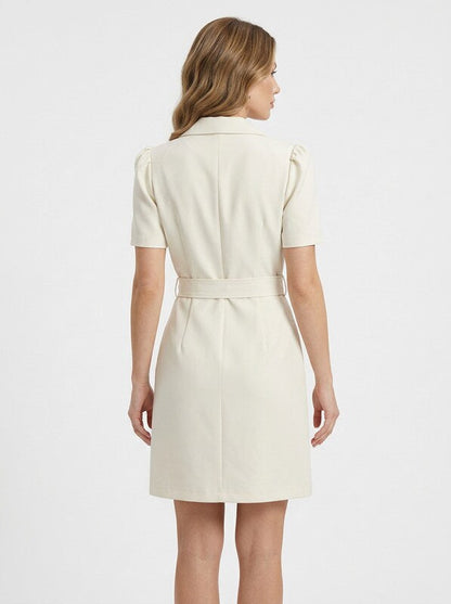 Double Breasted Belted Puff Sleeve Blazer Dress