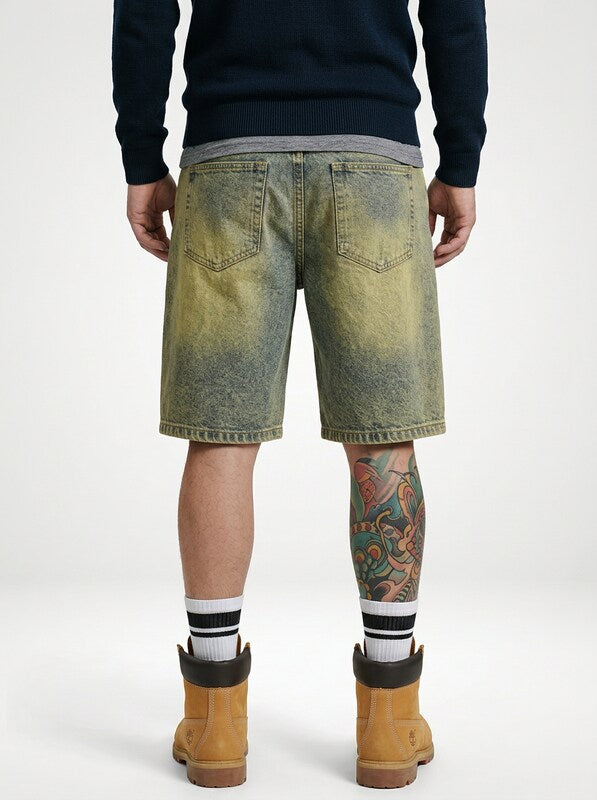 Stretch Denim Jeans Shorts for Men Regular Fit