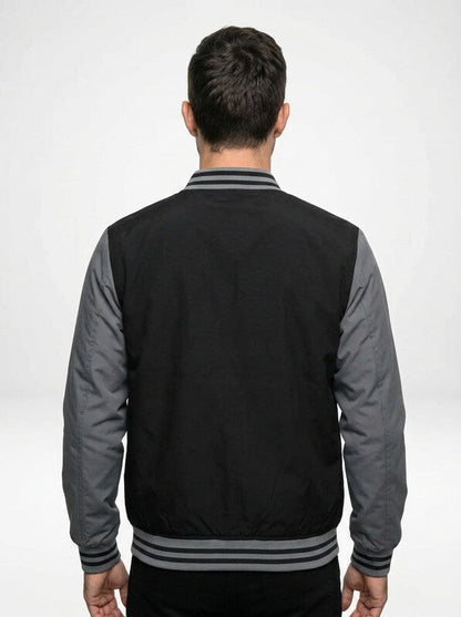 Men’s Color Block Striped Trim Bomber Jacket