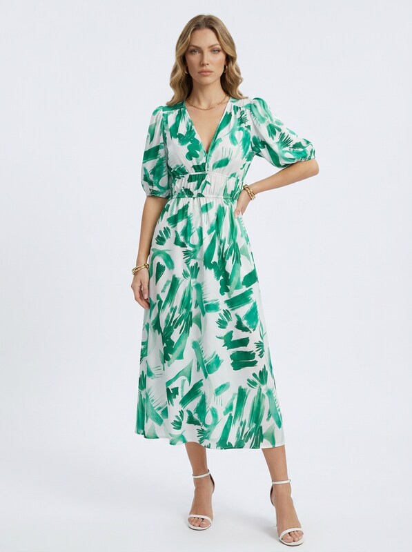 Flowing Summer Midi Dress With Floral Print