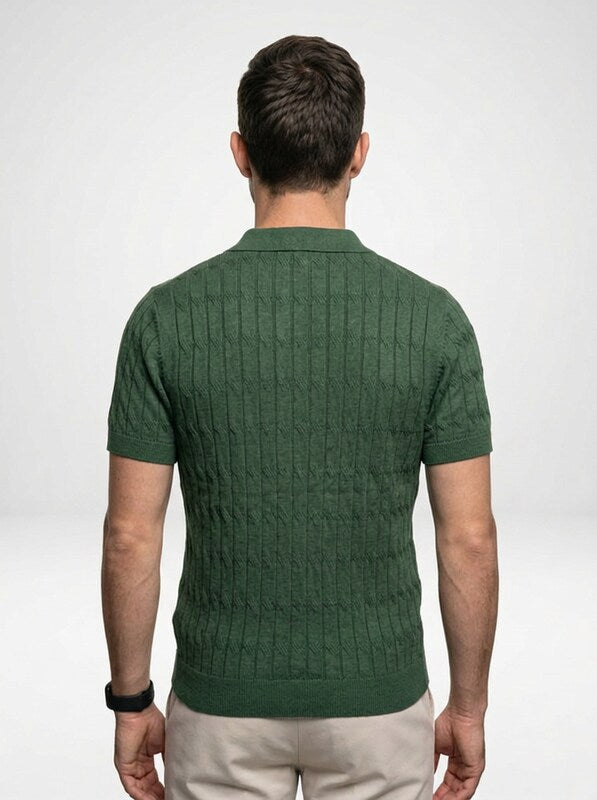 Cotton Knit Polo with Textured Finish