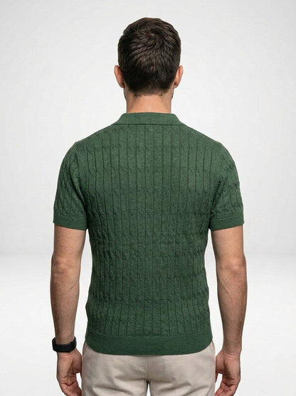 Cotton Knit Polo with Textured Finish
