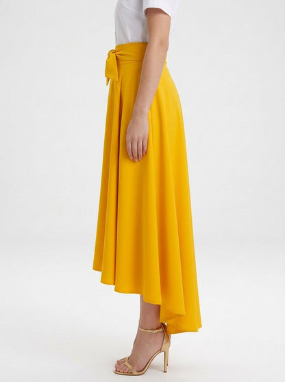 Women's Elegant A Line Maxi Skirt with High Waist and Side Pockets