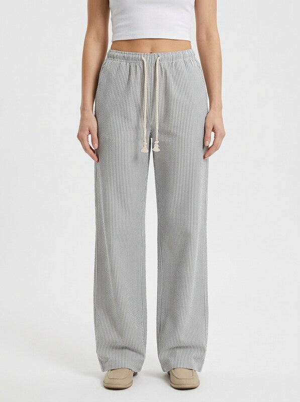 Women's Cotton Drawstring Straight Leg Pants