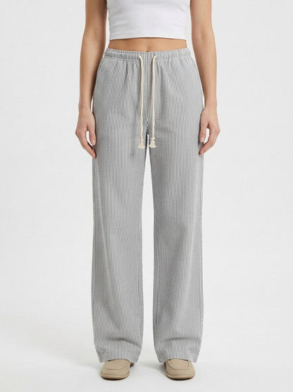 Women's Cotton Drawstring Straight Leg Pants
