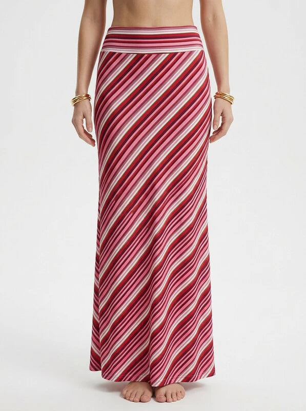 Striped Knit Maxi Skirt