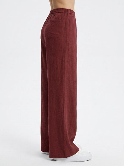 Women's Linen Blend Straight Leg Pants