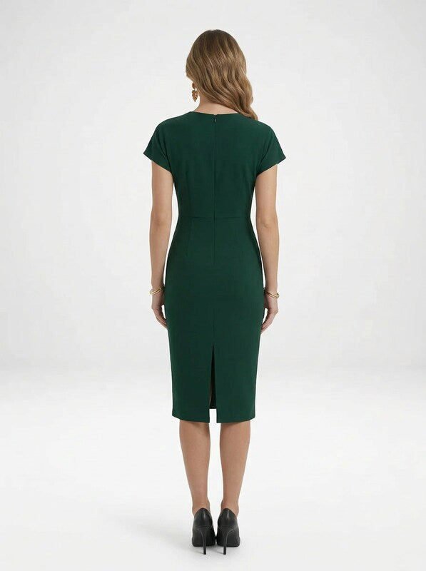 Women’s Midi Cocktail Dress with V-Neck