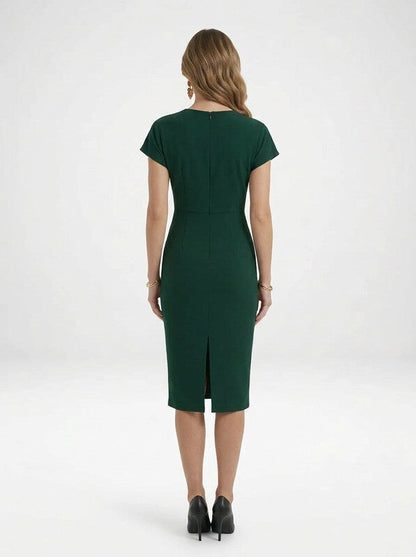 Women’s Midi Cocktail Dress with V-Neck