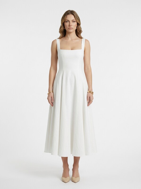 Sleeveless Satin Cocktail Midi Dress