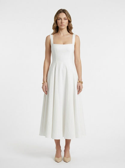 Sleeveless Satin Cocktail Midi Dress