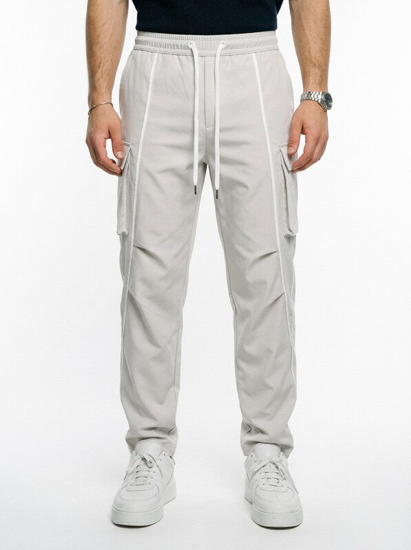 Men’s Cargo Pants with Camo Print and Drawstring Waist