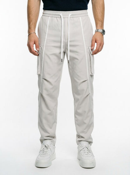 Men’s Cargo Pants with Camo Print and Drawstring Waist