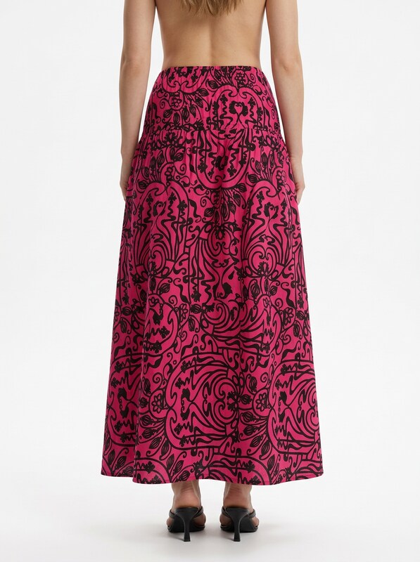 Elegant Elastic Waistband Maxi Skirt